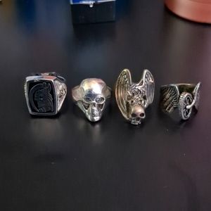 Vintage Biker Ring 4pc Set